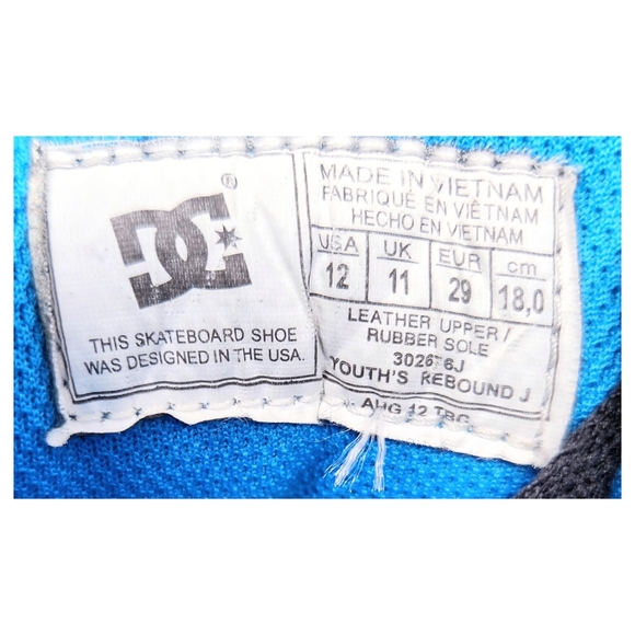 DC Youth's Rebound J skateboard sneakers Size 12 - Picture 8 of 8